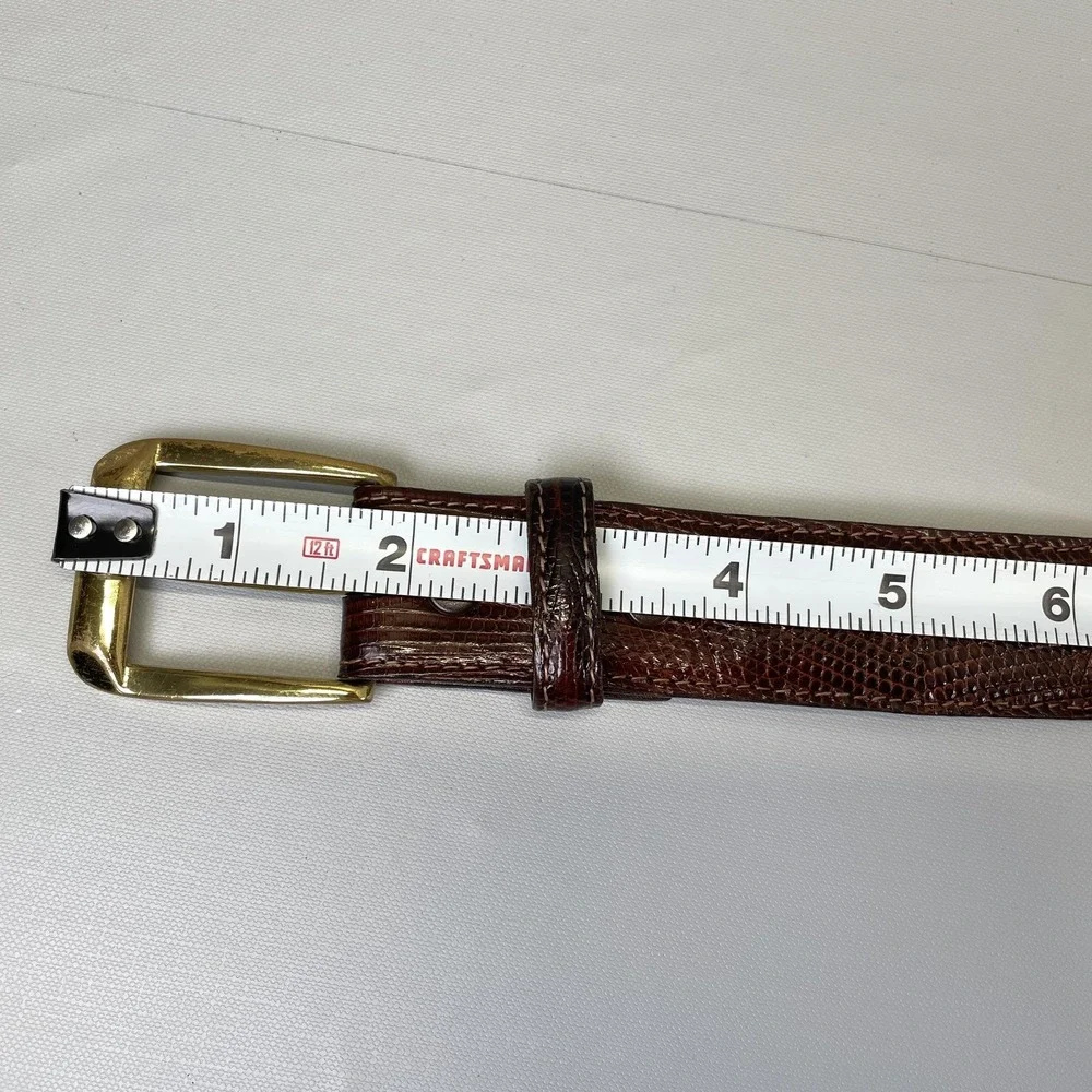 Torino Belt Mens Size 50 Brown Ringmark Lizard Exotic Leather Solid Brass - USA